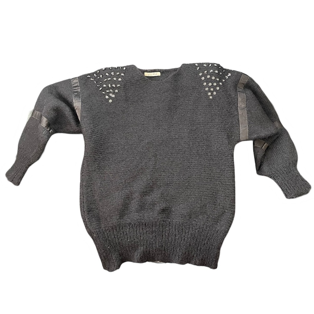 Vintage Statement Sweater W/ Sequin / Bead Should… - image 3
